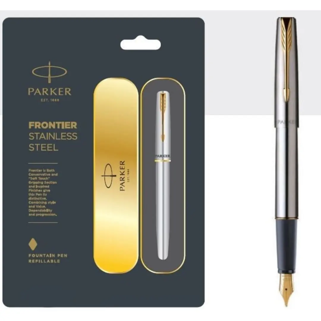 Перьевая ручка Parker frontier, перьевая ручка из нержавеющей стали с золотым тонким наконечником
