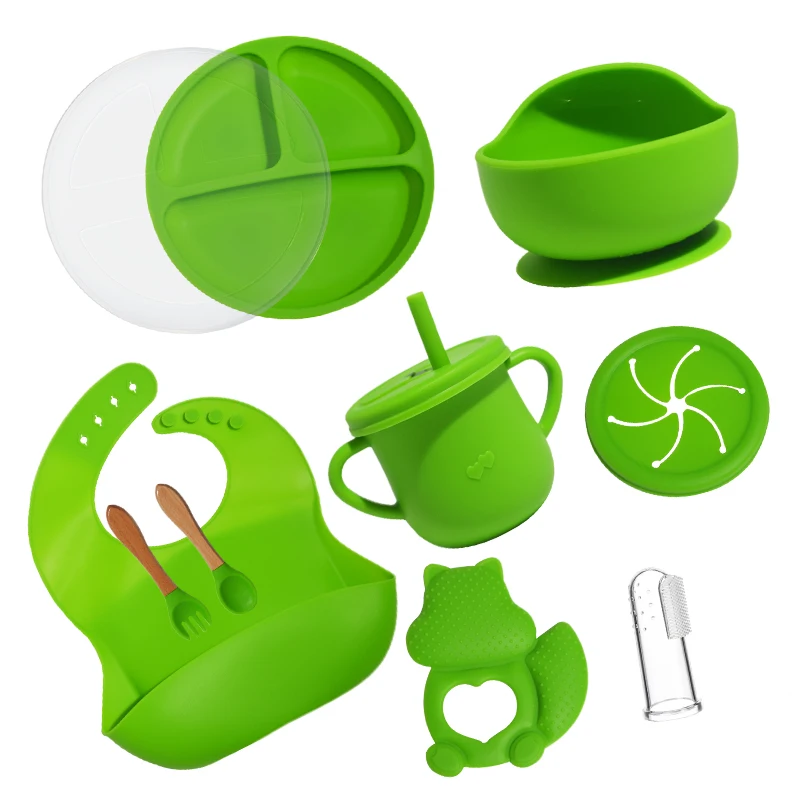 Custom Baby Feeding Bowl Set with Suction Cup Base Food Grade Non-Toxic BPA Free silicone baby bowl for Toddlers