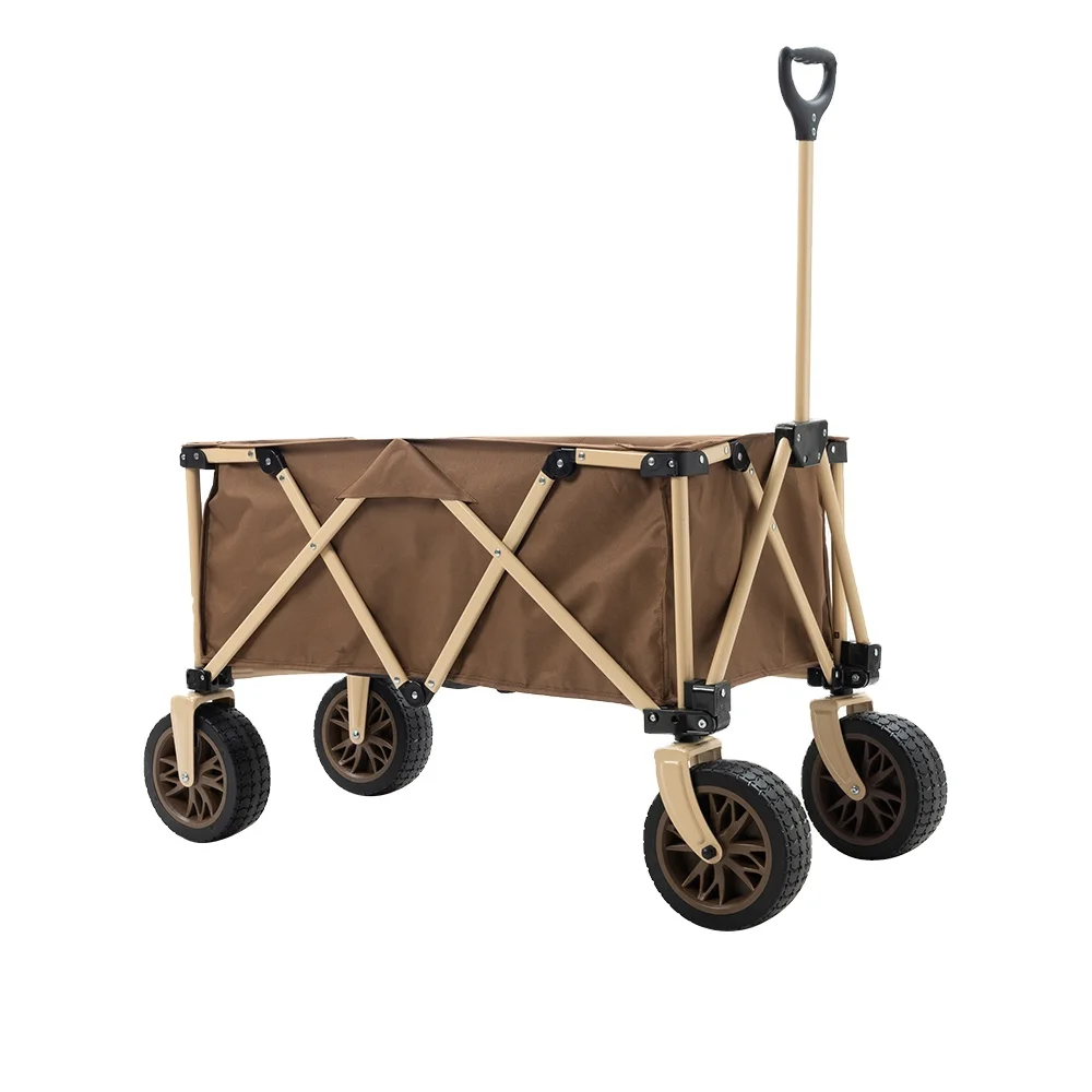 Outdoor Collapsible Utility Camping Garden Metal Folding Beach Wagon Cart with Balloon Wheels