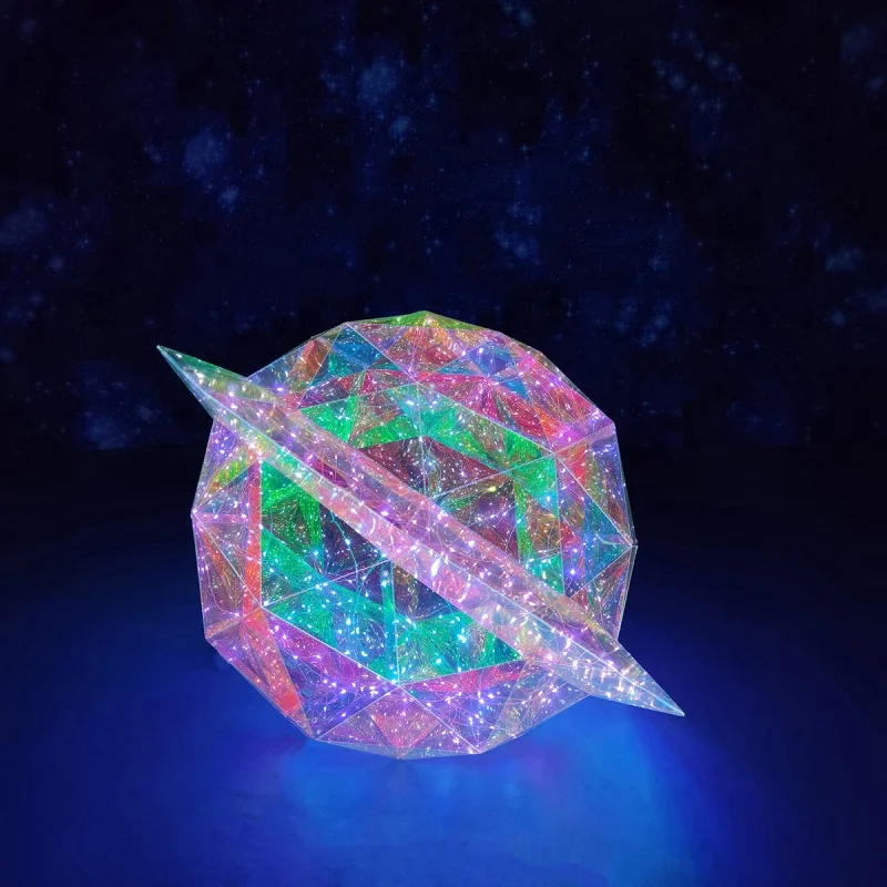 Hot Sale Multifaceted Luminous 3D Ball Colorful Led Light Lighting Craft Creative Decoration for Outdoor Shopping Mall
