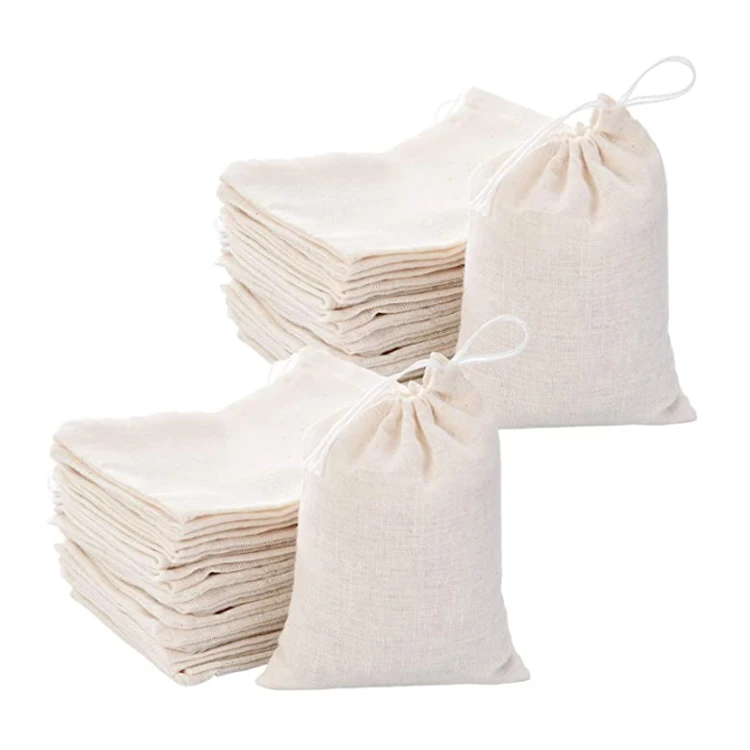 Tea Jewelry Wedding Party Favors Storage cotton mesh bag mini cotton packaging bags custom logo (1600294575486)