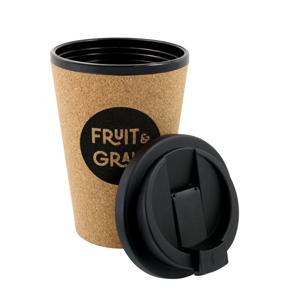 12oz Reusable  Sublimation Cork Coffee Cup WIth Lid