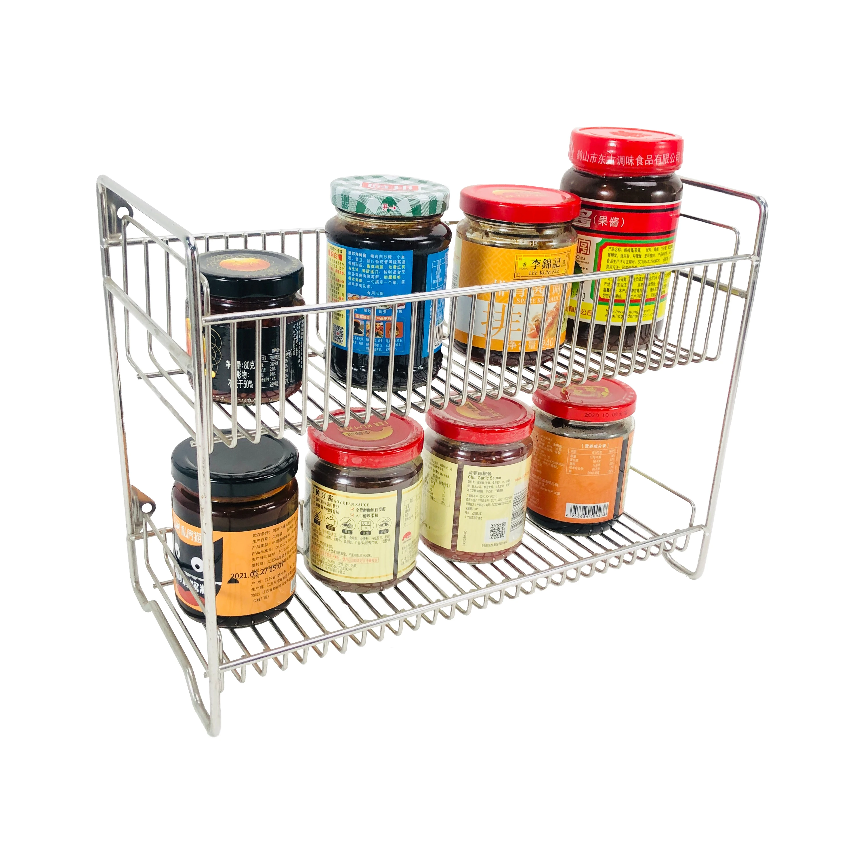Stainless Steel Mesh Spice Rack 2 Tier Kitchen Seasoning Rack Organizer Spice Holder Wire Basket
