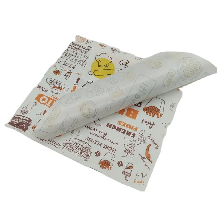 Смазочная оберточная бумага, индивидуальная печатная бумага для упаковки пищи, сэндвичей, бургеров