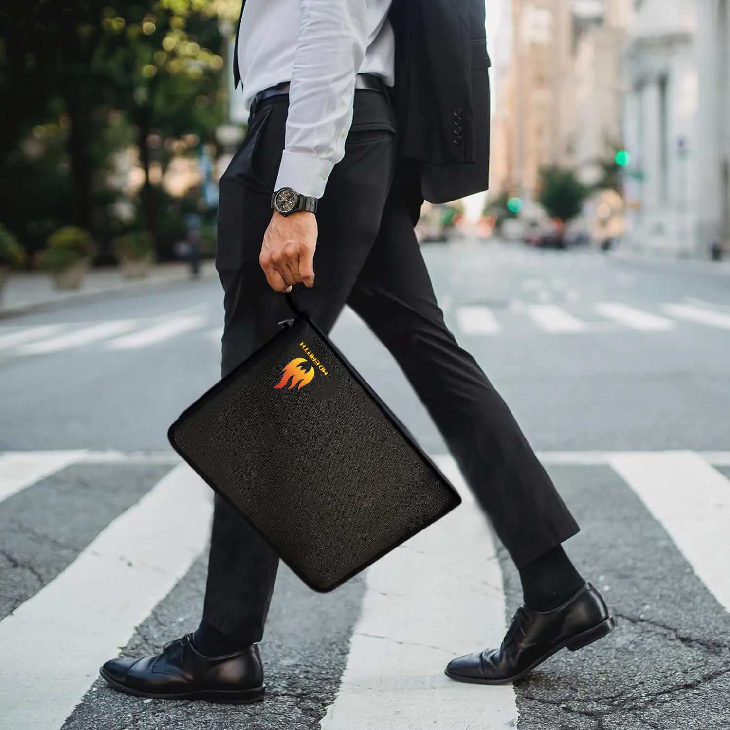 Portable Design Document File Organizer Boxes Black Waterproof Fireproof Document Bag With zipper Lock