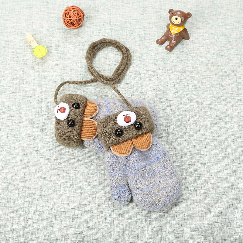 
Customized lovely cute outdoor colorful kids winter warm knitted gloves for children 