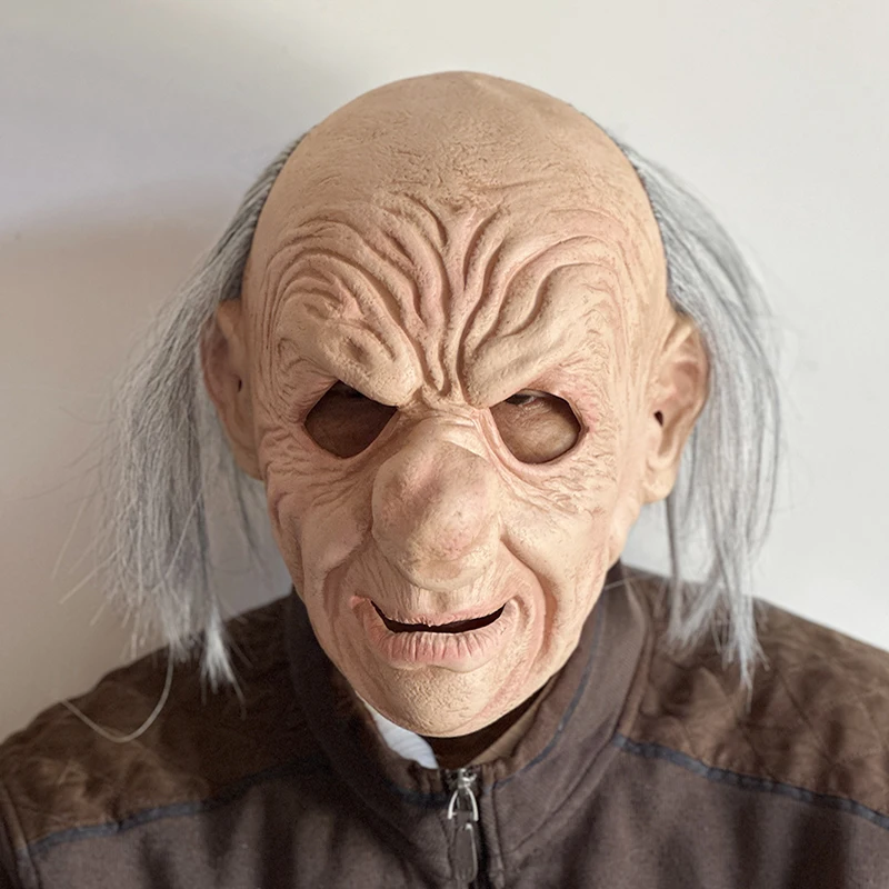 Realistic Old Man Face Mask Soft Latex Human Head Cosplay Party Mask Rubber Masquerade Artificial Man Full Head Funny Mask