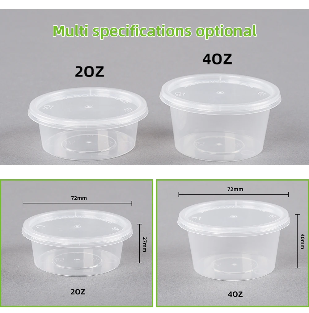 Factory supply 2 4 oz PP portion small sauce container disposable eco friendly plastic sauce cup with lid for sauce