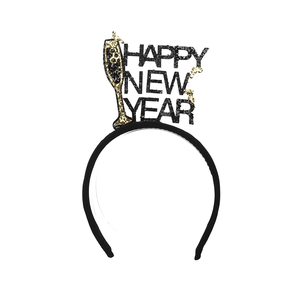 2023 Happy New Year Mini Top Hat On Headband Sequin Tinsel Hair Band For Adults Party Costumes Supplies