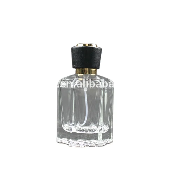hexagon spray glass men perfume bottle with wooden cap