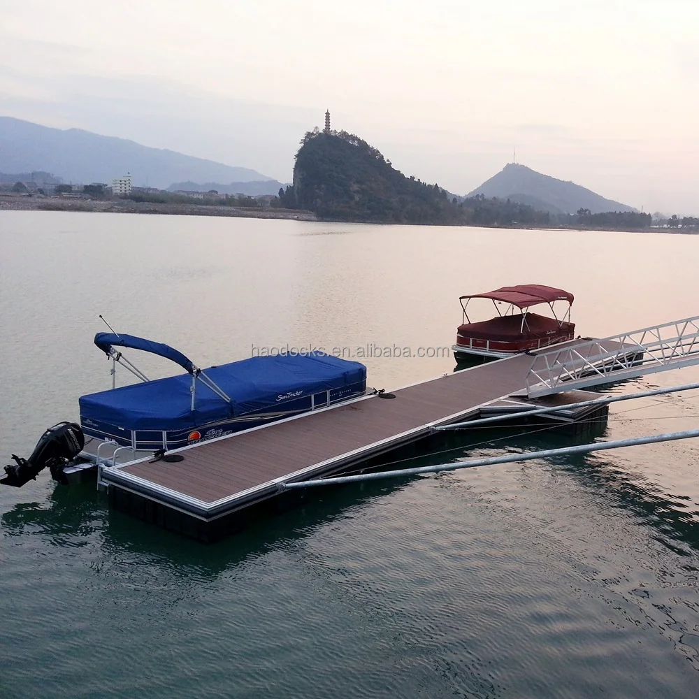 Wholesale metal frame floating wharf jetty docking platform for tritoons jet boats