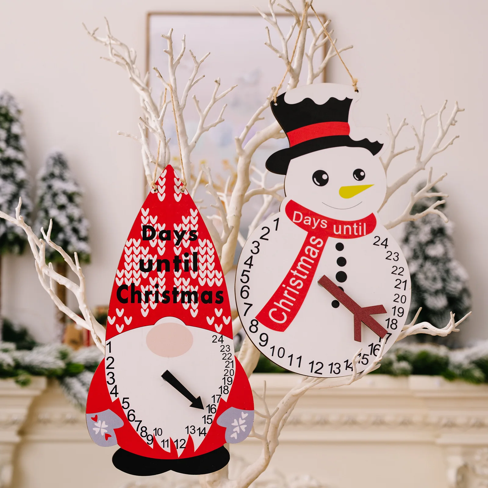 Cartoon Snowman Gnome Old Man Christmas Countdown Calendar For Wooden Christmas Ornaments Holiday Advent Calendar Pendant