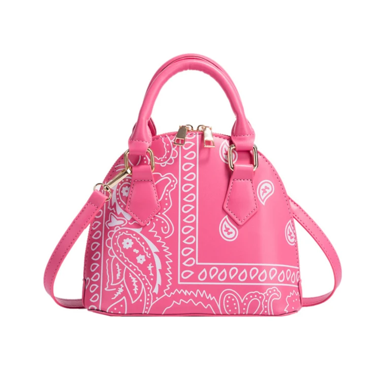 2021 New Borsa Donna Trendy Handbags Cashew Flower Shell-Shape Shoulder Bag Pu Leather Paisley Printed Handbag For Women