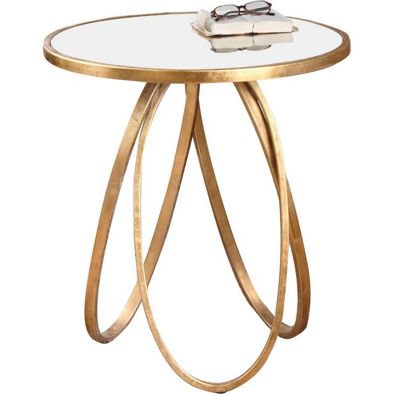 
Oval Metal Base with White Marble Top Round Tea Coffee Side Table 