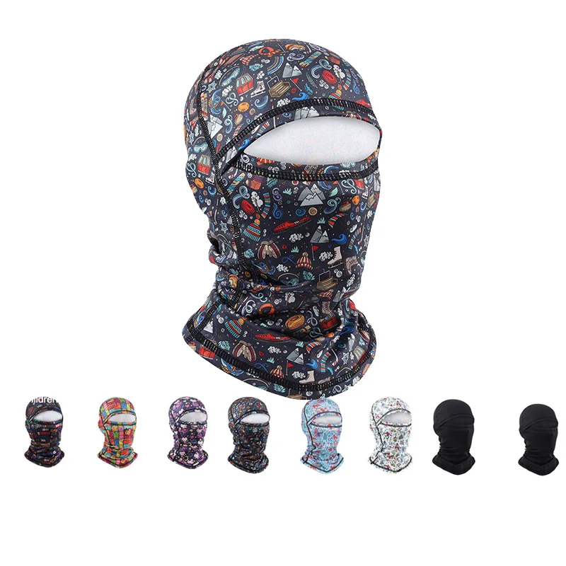 Fashion Ski Mask One Hole Adult Child Balaclava Windproof Warm Polyester Full Face Mask Custom Printed Logo Balaclava Caps