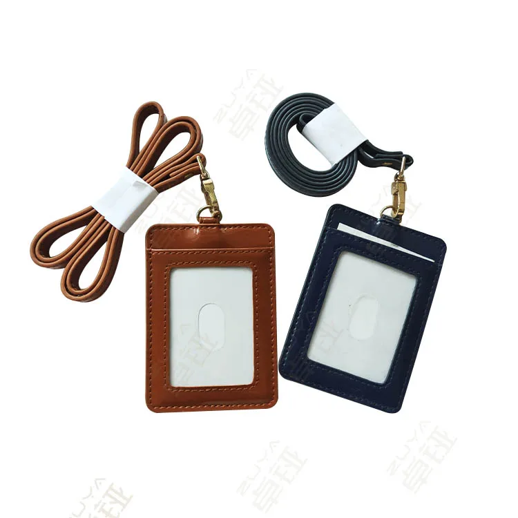 Custom Metro Card Cover Multi-Color Business Working Cards School Cartoon Pu Leather ID Card Badge Holder with Rope