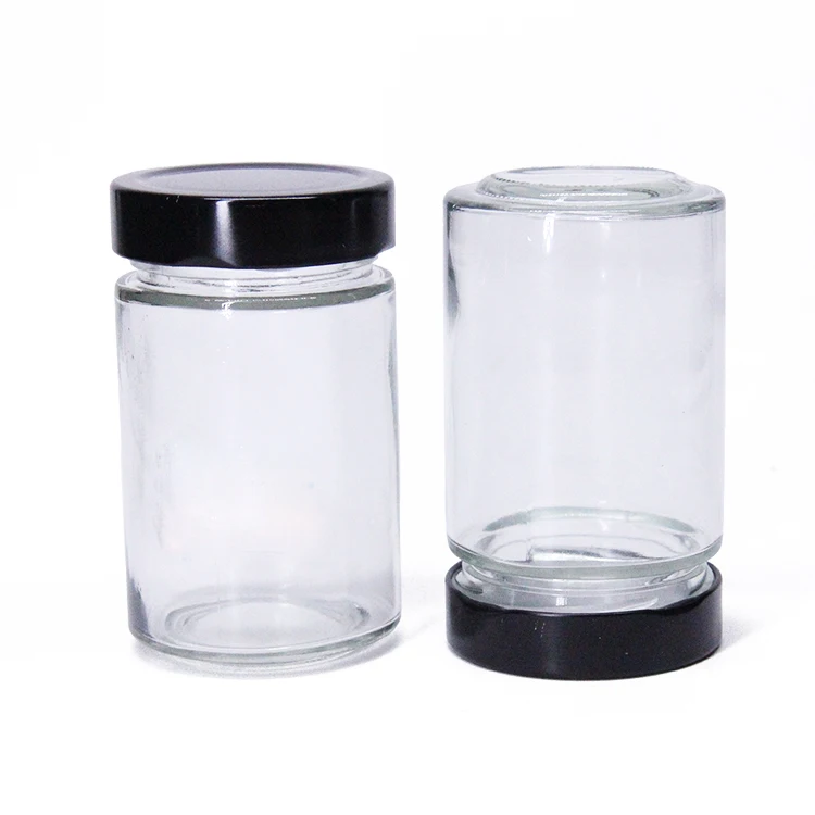 Stock Glass Jar Honey Jar Glass Jam Jars With Black Deep Twist Off Caps 106Ml 212Ml 314Ml 580Ml