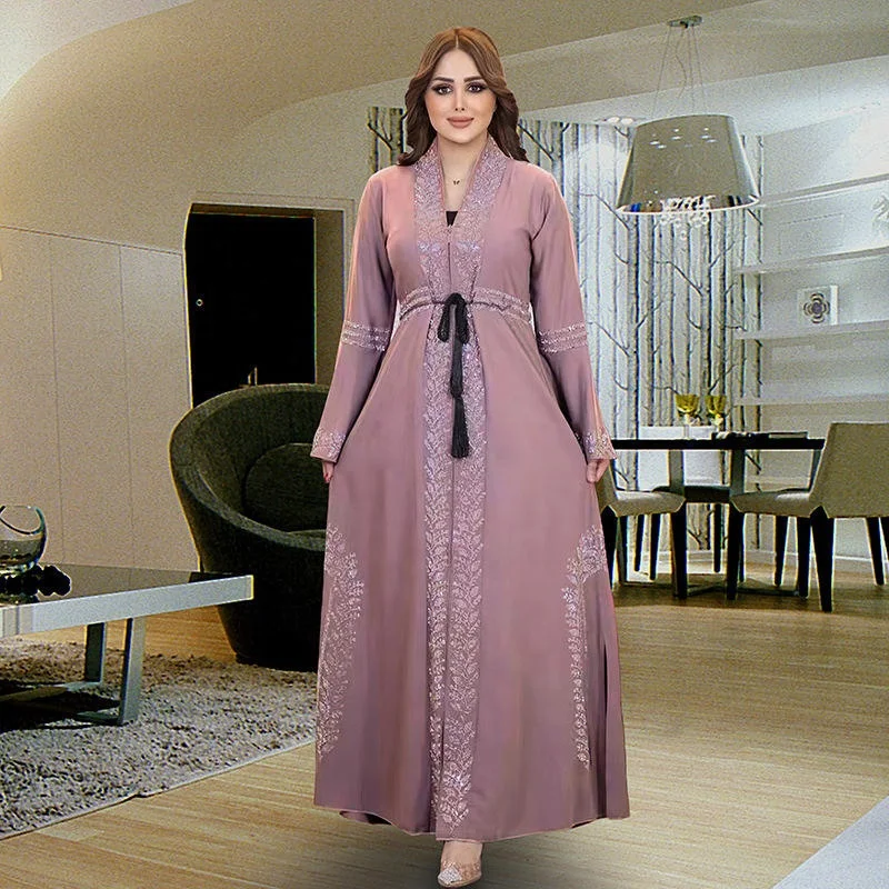 Latest design Middle Eastern women Muslim Maxi dress print skirt Elegant casual dress