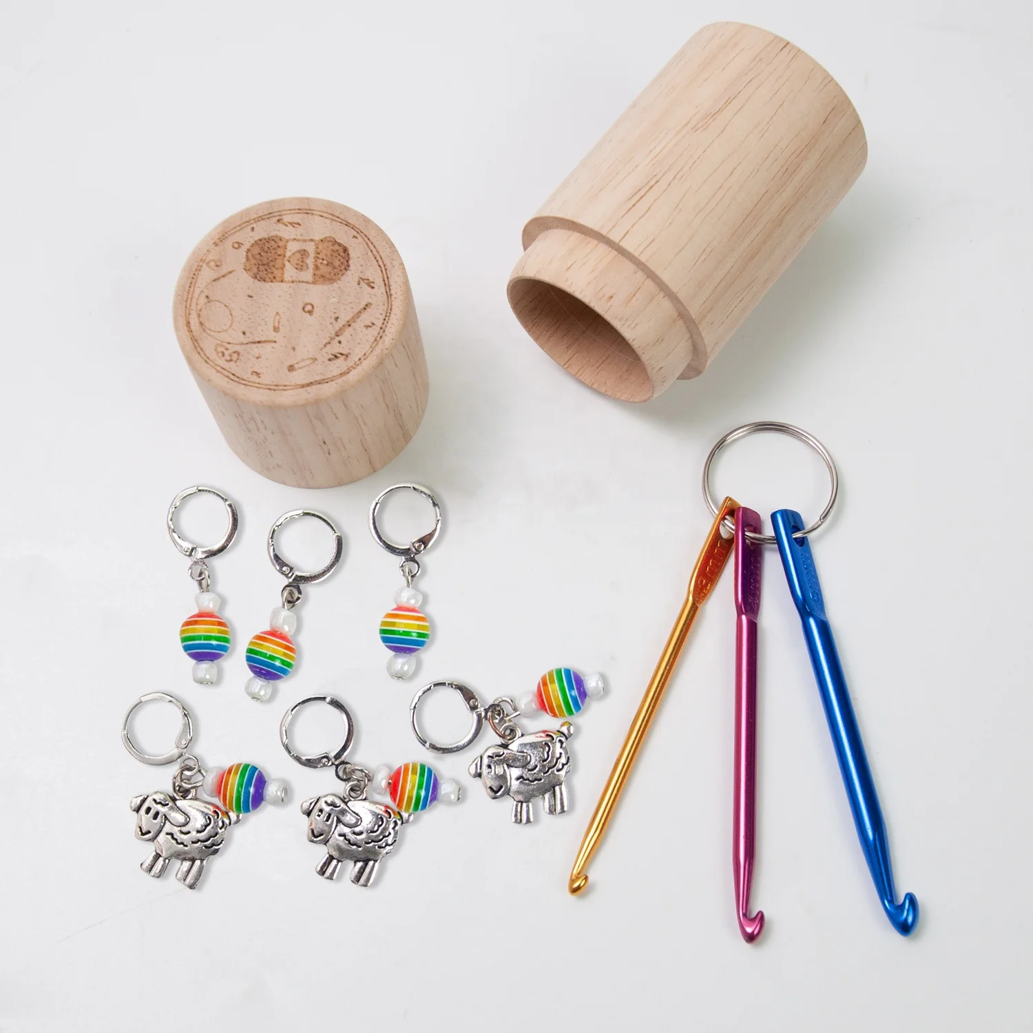 Travel-friendly Aluminium Crochet Hook 3/4/5mm Knitting Needle Kit with Stitch Markers for Needlework Travel Accessories