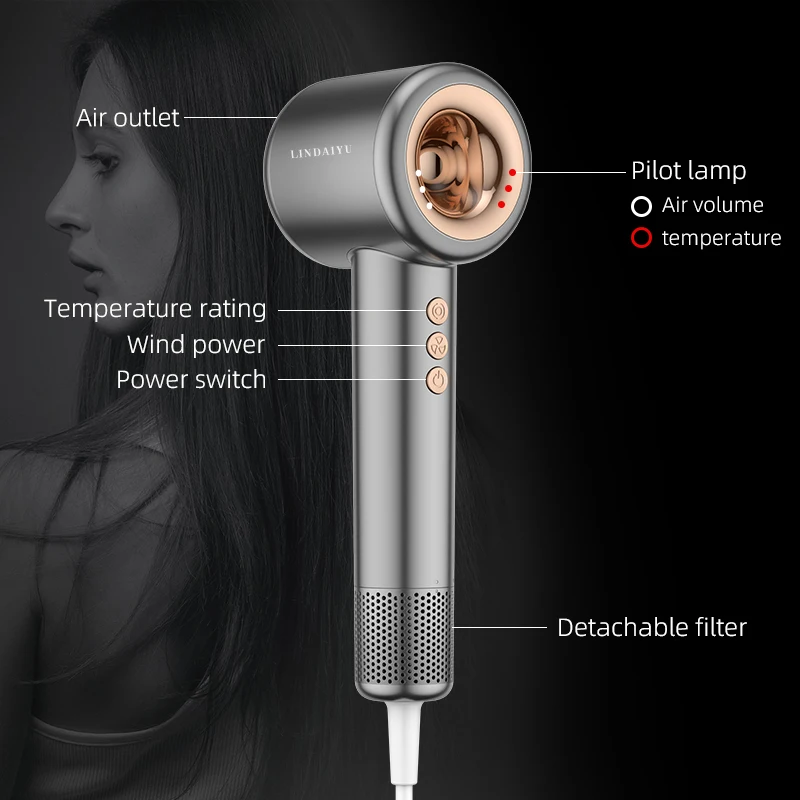 LDY Hair Dryer Wholesale Customized Salon Equipment 1500w Learless Professional Hair Dryer Travel OEM