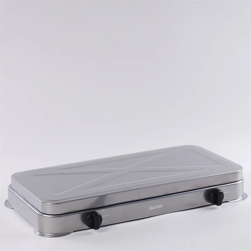 Custom Windproof Portable Home Cooking Safe Propane Two Burners Gas Stove Cooker With Lid