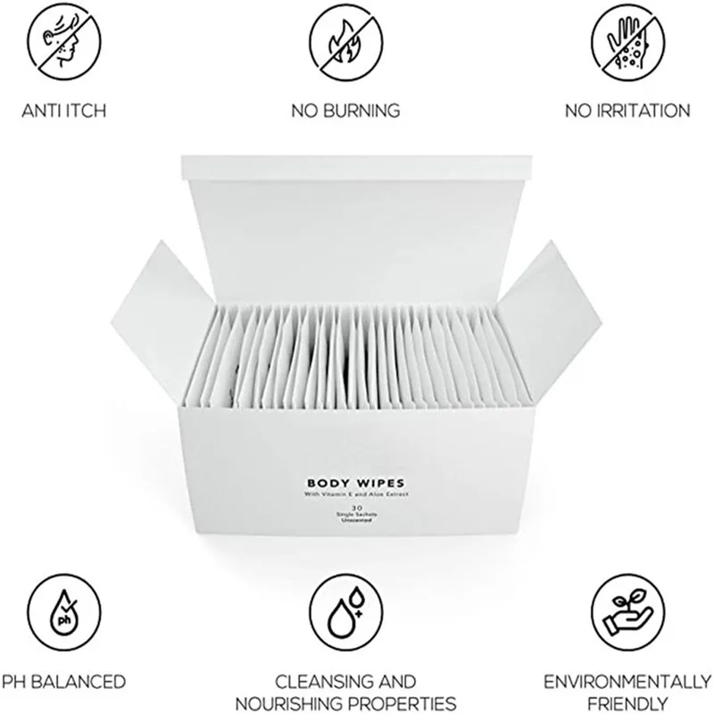OEM Manufacturer Disposable Unscented Portable Skin Care Body Cleaning individual wipe