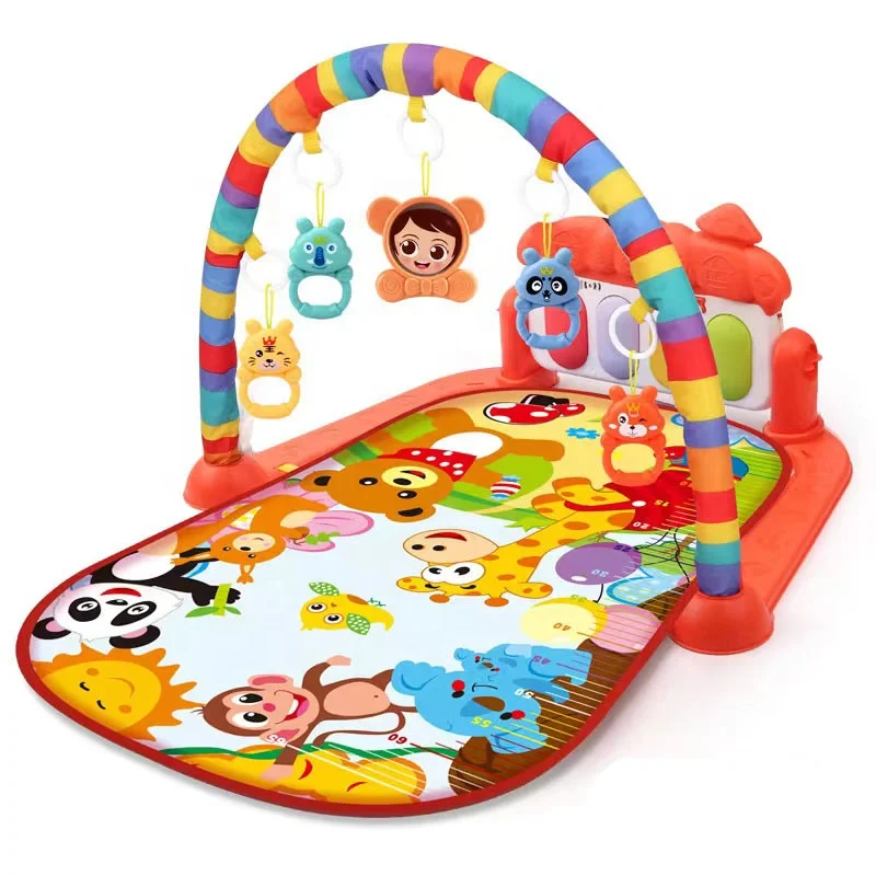 hot selling infant pedal music enlightenment multi-functional 0-1 years old fitness rack new early learning piano game blanket