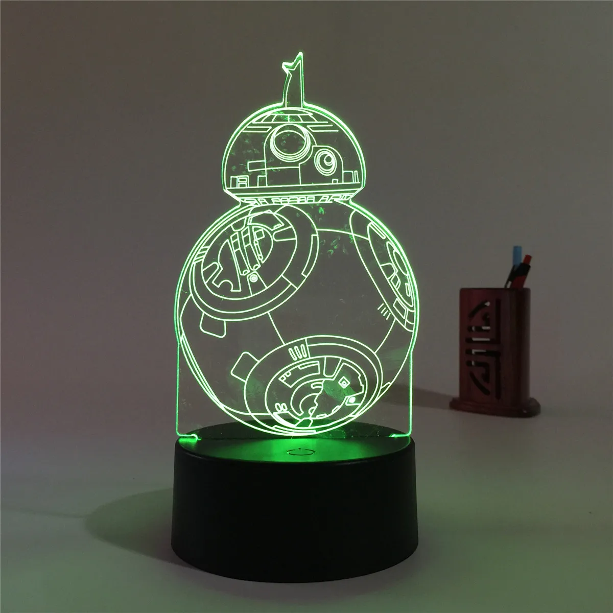 Amazon Hot Sale Night Light Marvel 3D Illusion Lamp Planet Wars Series BB-8 Robot LED Night Light For Kids