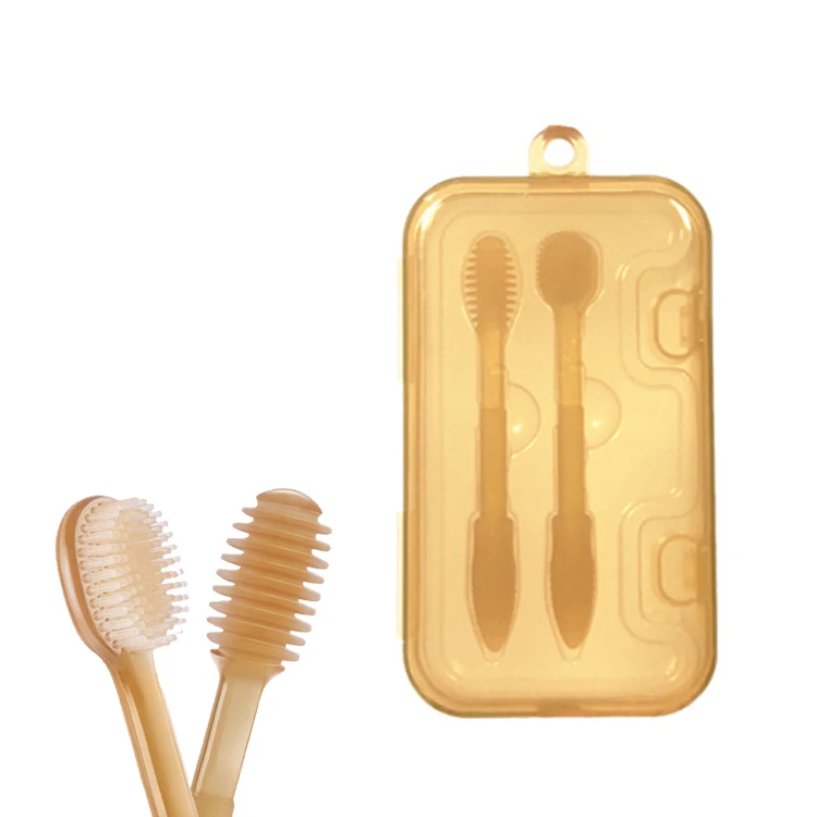 Soft Silicone Toothbrush Tongue Brush Oral Cleaning Set Gum Massage Baby Toothbrush Kit