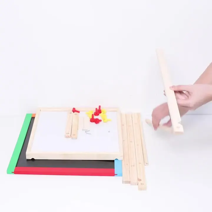 Small Colorful Children Kids Double Side Magnetic Chalk Whiteboard Easel In Wooden Stand