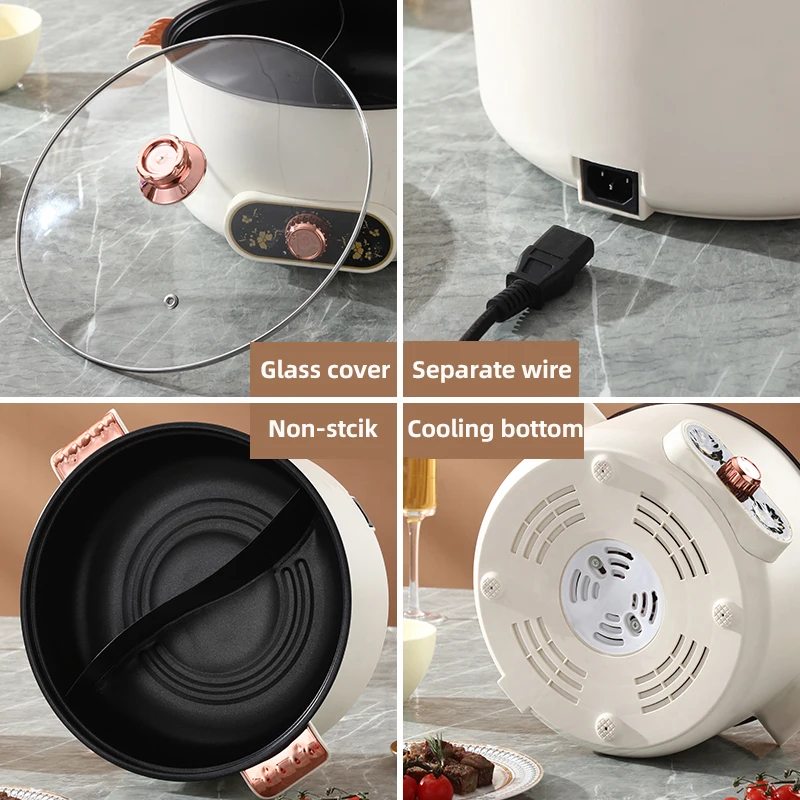 Yuedisi Wholesale 5L Double-flavor Hot Pot Electric Hot Pot Multicooker Non-stick Cooking Frying Pot