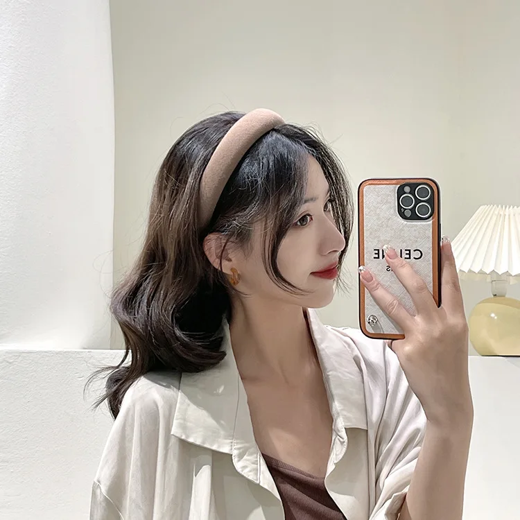 Korea latest womens head band handmade polyester fabric designer thick sponge padded headband