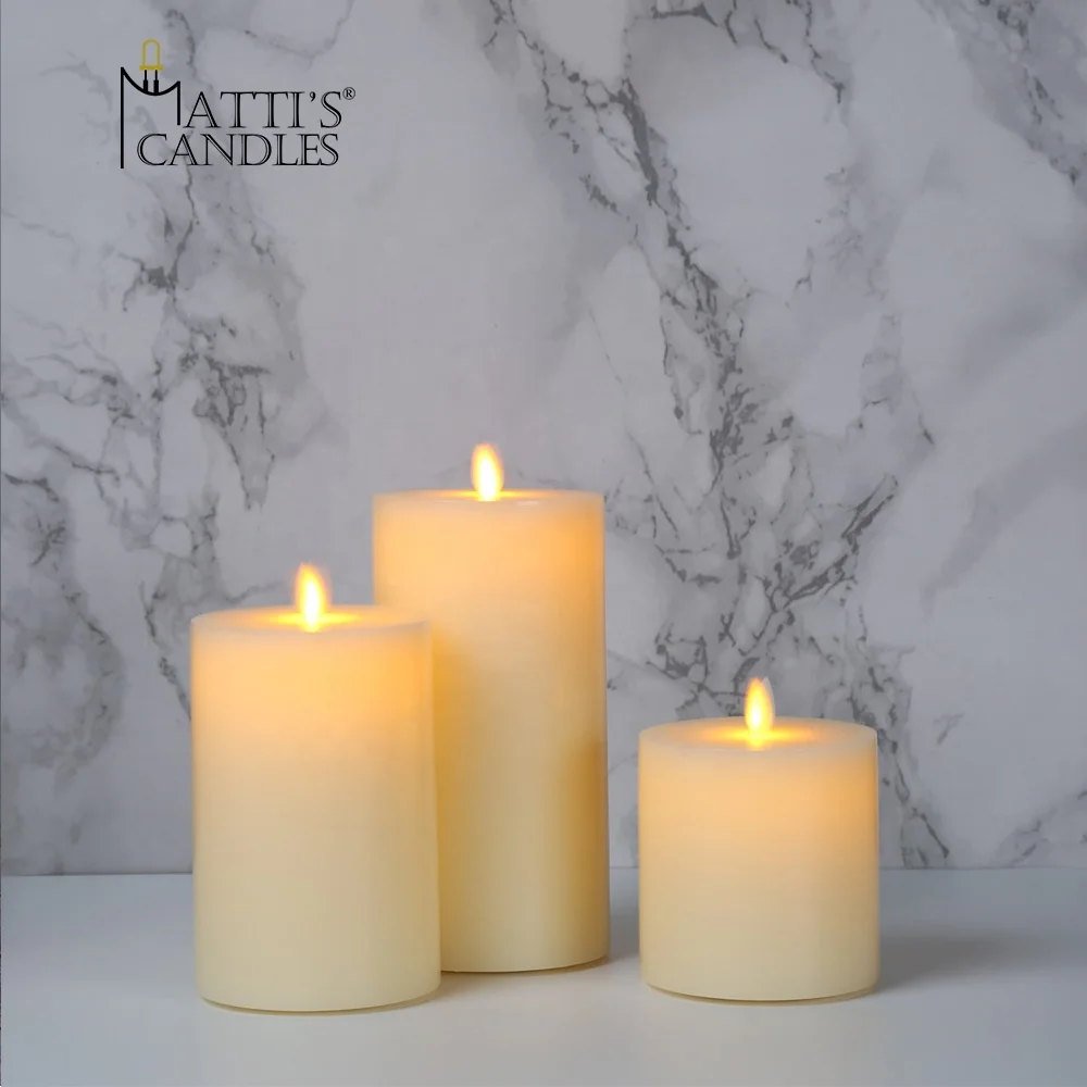 Оптовая и розничная продажа с завода, движущийся фитиль d10cm, набор из 3 светодиодных свечей