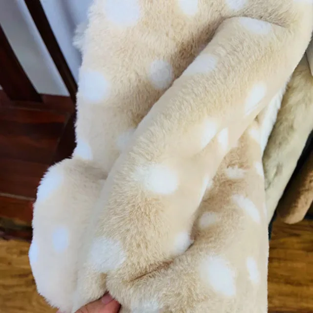 Soft plush fabric artificial fur 100% polyester 650g rabbit hair leopard dot print for toy pillow