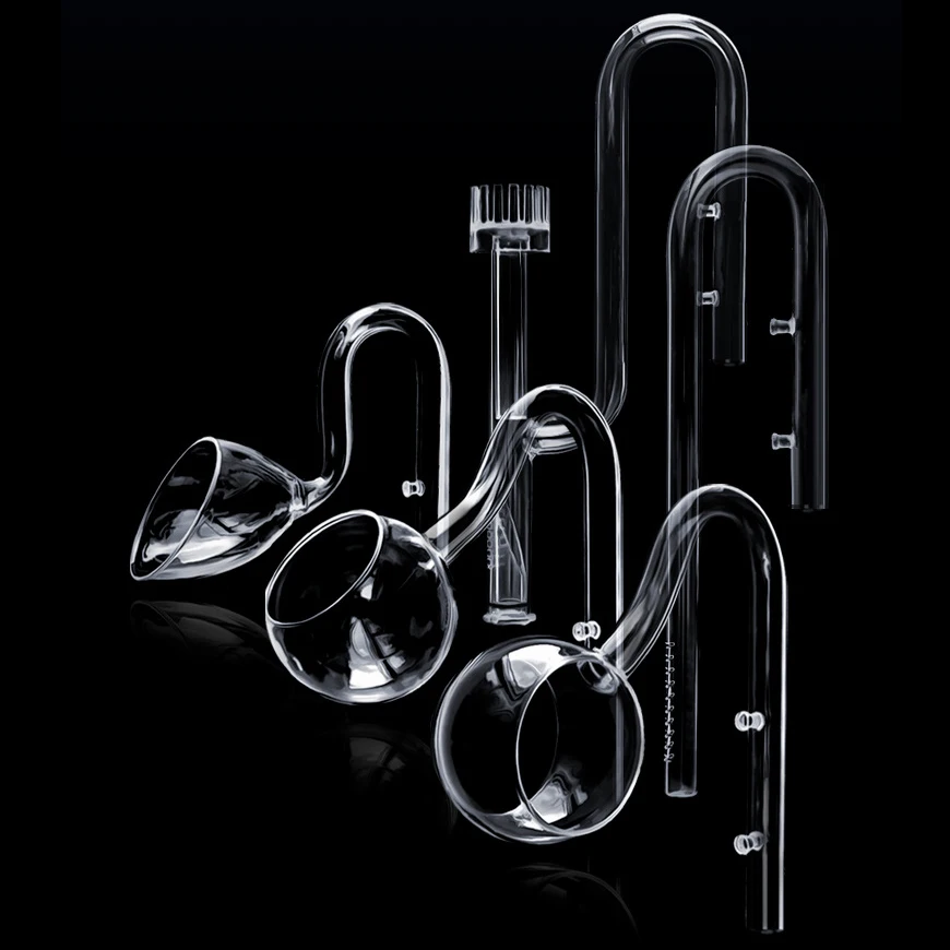 Aquarium Water Skimmer Inflow And Outflow Lily Pipe Kit 2 Pack Clear Glass Fountain Inflow Pipes Aquarium Fil