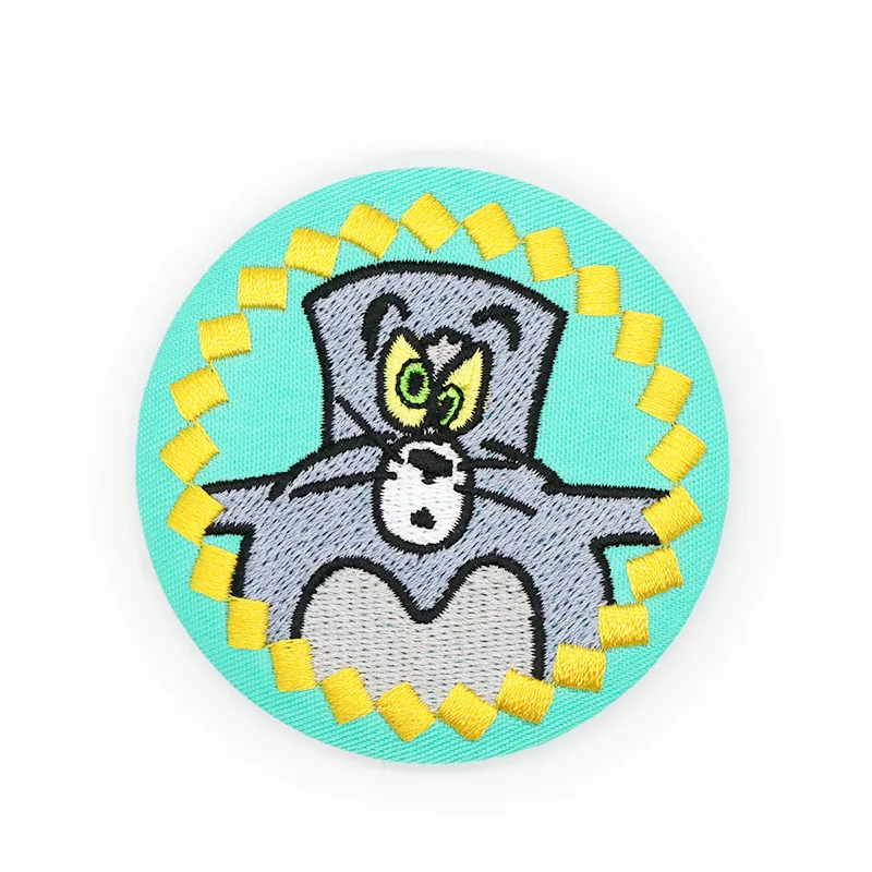 wholesale 50MM Colorful Plush Custom embroidery Applique Fabric Blazer Pocket Embroidered Badge