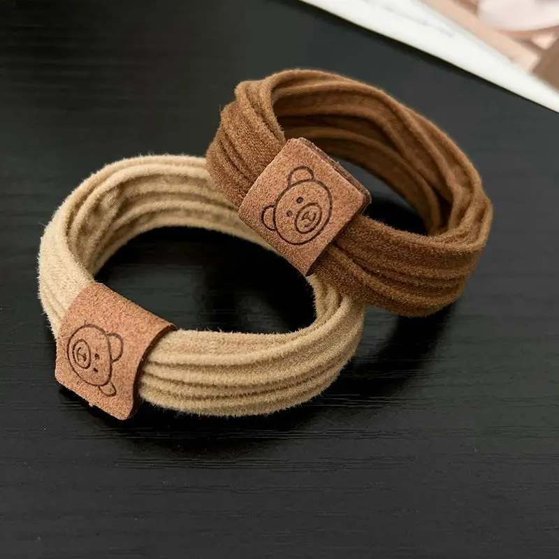 Korean Lovely Little Bear Wrinkle Hair Bands Web Celebrity Rubber Fashion Leather Women Hair Bands