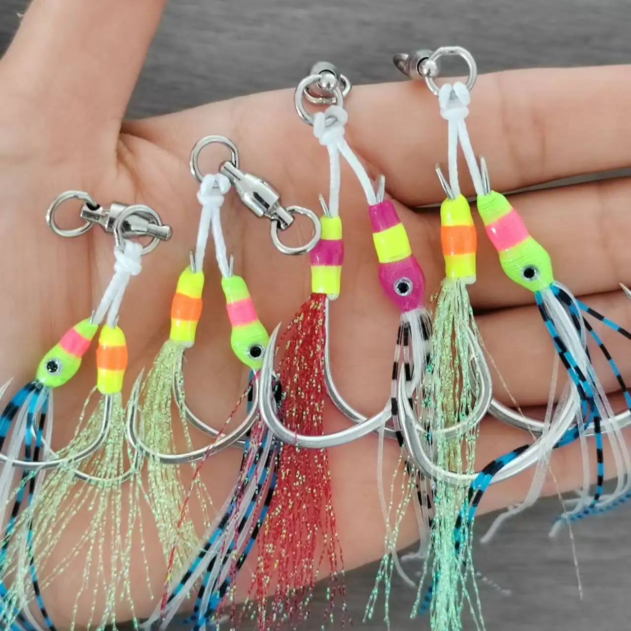 Epxoy Coating Wire Saltwater Jigging Hook Double Assist Hooks for Deep Sinking Jigging Lure Original Pike Fishing Assist Hooks