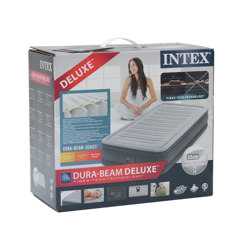INTEX-67770 QUEEN DURA-BEAM SERIES MID RISE AIRBED WITH BIP Air Mattress Queen Size Bed Double Sleeping Air Bed