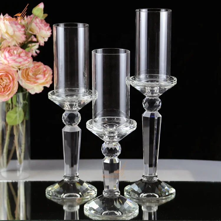 Wholesale glass tube shades crystal candelabra centerpieces wedding table decorations candle holder set of 3