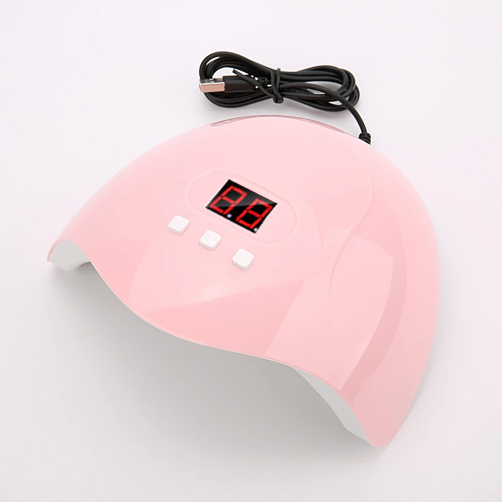 Portable 54W Pink Nail Dryer Machine UV LED Lamp 30/60/90s Timer USB Cable Home Use Nail UV Gel Varnish Dryer LED Nail Lamp Tool