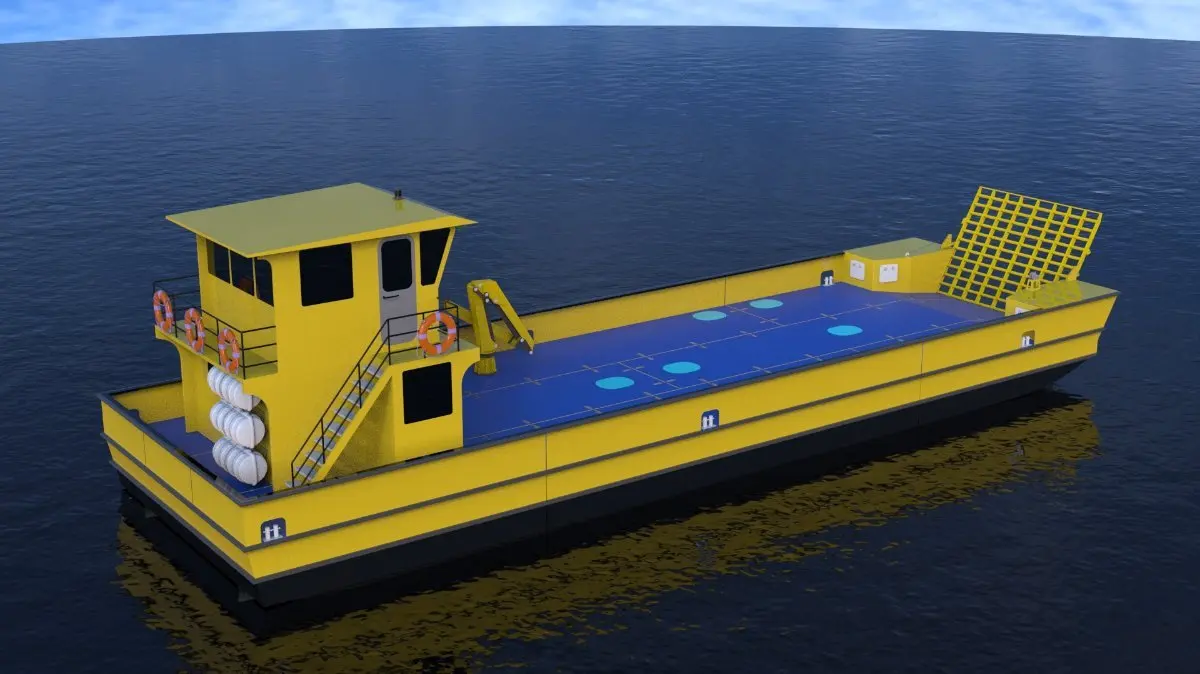 Sea King 24m X 6.6m 15-20 Ton Double Decker Landing Craft Work Boat with Crane Whole Sale
