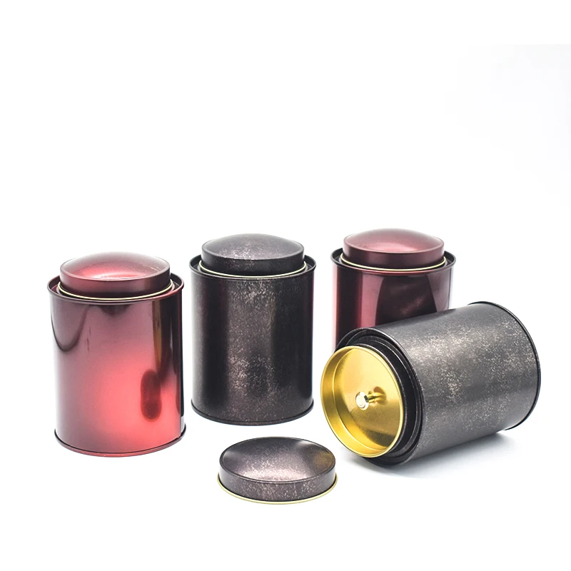 Small batch custom factory direct delivery sea stock supply gray and black wine red tea and coffee beans storage tin cans