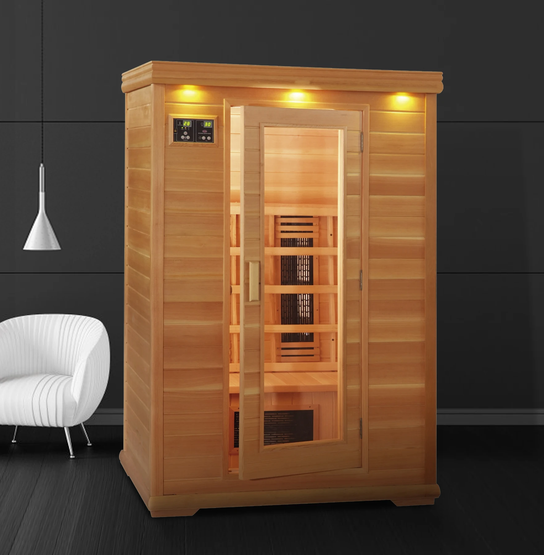 Solid Red Cedar & Spruce Outdoor Family Far Infrared Wooden Sauna Room Natural Infrared Sauna Cabin