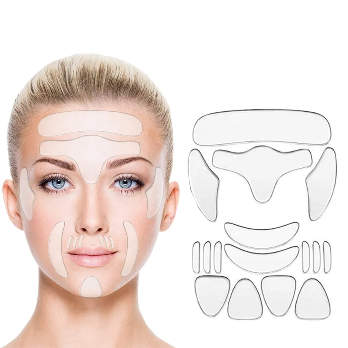 16pcs/set Silicone Wrinkle Patches for Face Wrinkle Removal Face Lifting Facial Care Eye Patches Cheek Chin Sticker Forehead