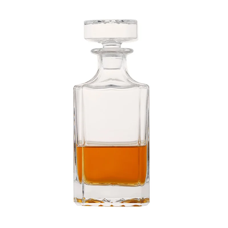 Wholesale High Quality Custom Engraved Etched Square 26oz 750ml Whiskey Decanter Set with Glass Stopper