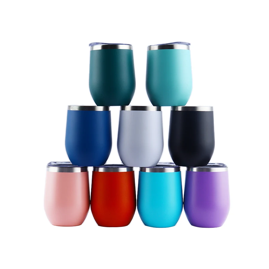 2021 Double wall insulated  12oz wine cups  stainless steel cups popular color wine tumbler with straws