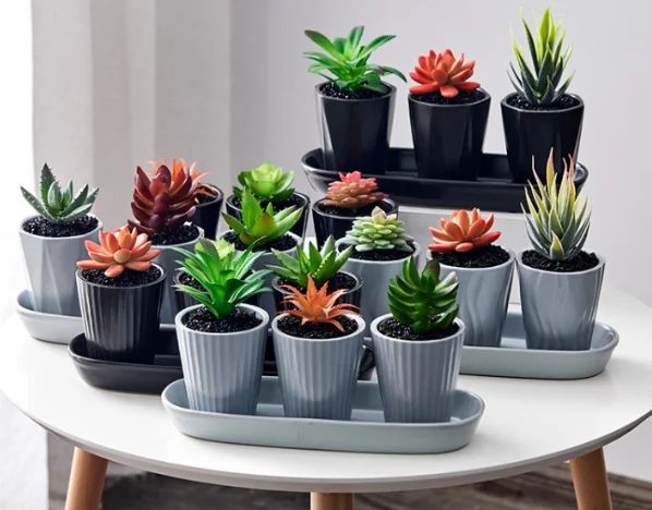 Customized embossed 4-inch rural style indoor ceramic flower pot indoor outdoor planter vase