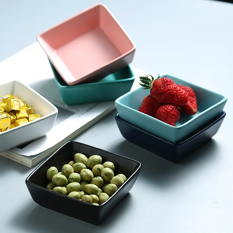 
Ceramic plate drop glaze square ceramic flavor dish solid color household ceramic pickle tableware set has a variety of colors 