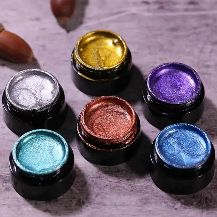 Wholesale Custom Private Label 30ml 6 Colors Nail Art Design Uv/led Gel Art Paint Soak Off Metal Painting Gel Polish